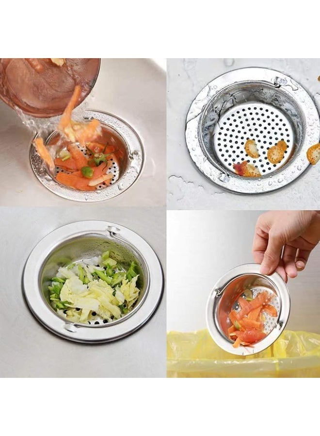 Large Stainless Steel Sink Strainer With Handle Kitchen Drain Basket Filter Stopper Food Waste Blockage Net Drainer For Kitchen Bathroom Sink Hole 8.5cm To 10cm - Image 2